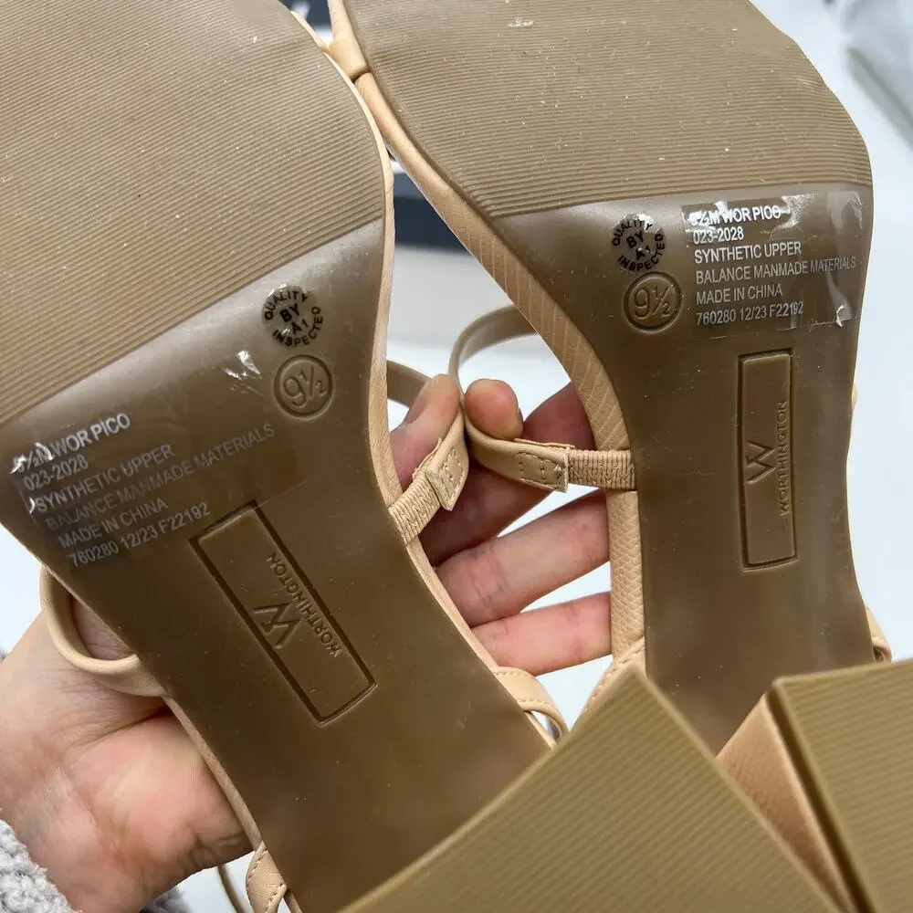 Worthington Womens Pico Heeled Sandals Nude Color Size 9.5M